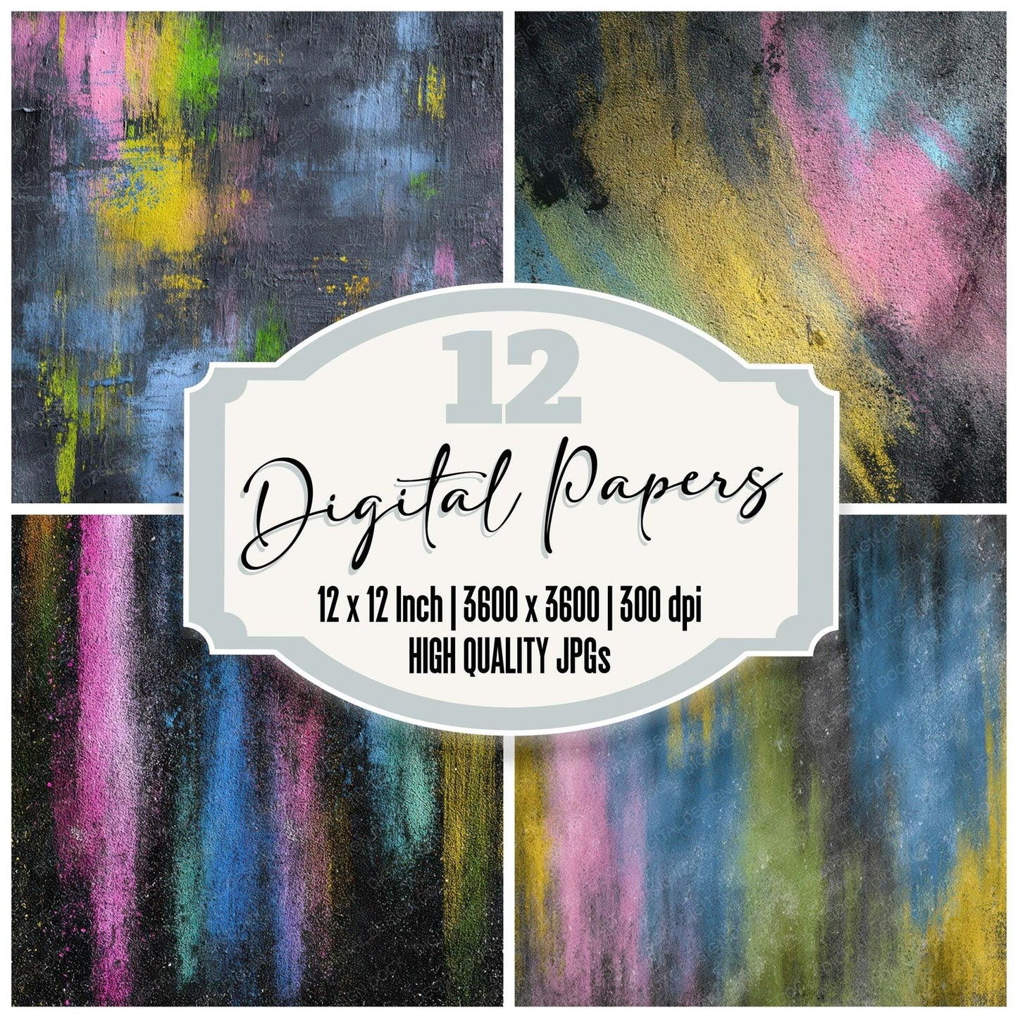 Colour Chalk Smudge Digital Paper Pack (DDD008771)