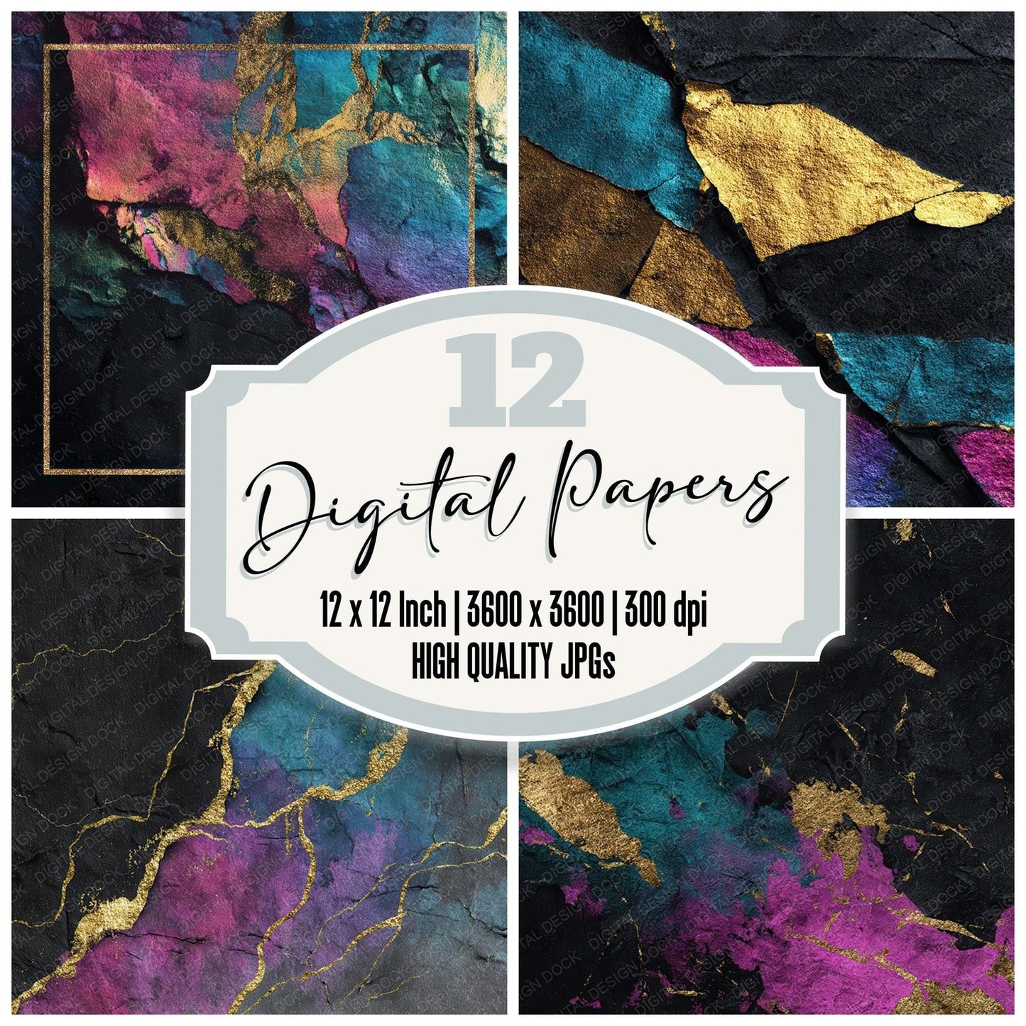 Colour Foil Grunge Digital Paper Pack (DDD008772)