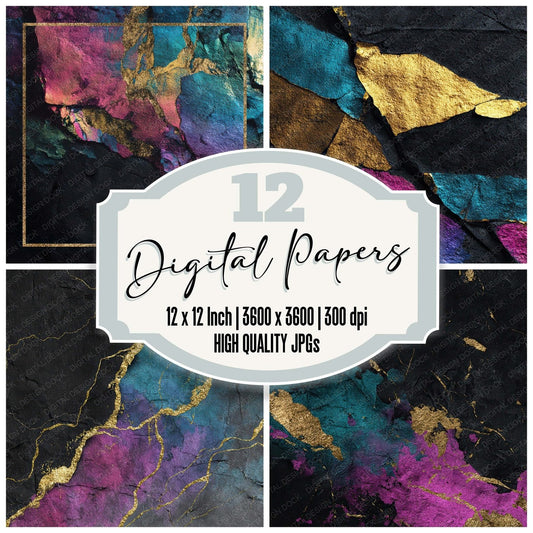 Colour Foil Grunge Digital Paper Pack (DDD008772)