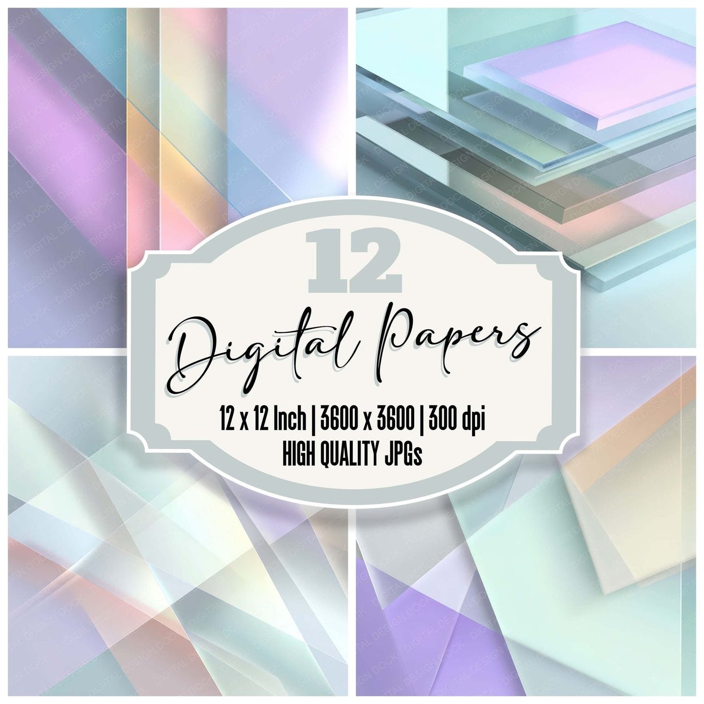 Glass Layer Texture Digital Paper Pack (DDD008775)