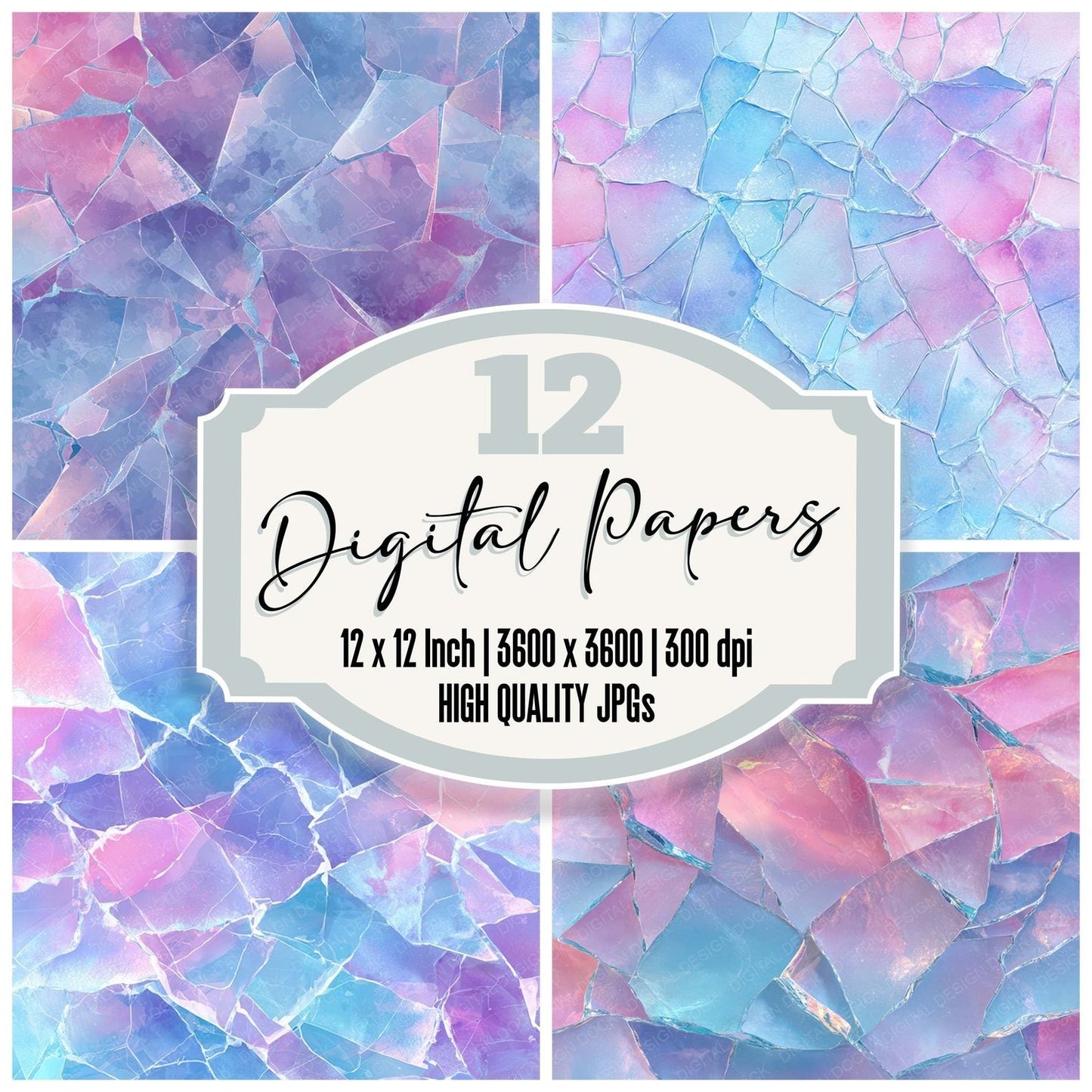 Glass Watercolor Clash Digital Paper Pack (DDD008776)