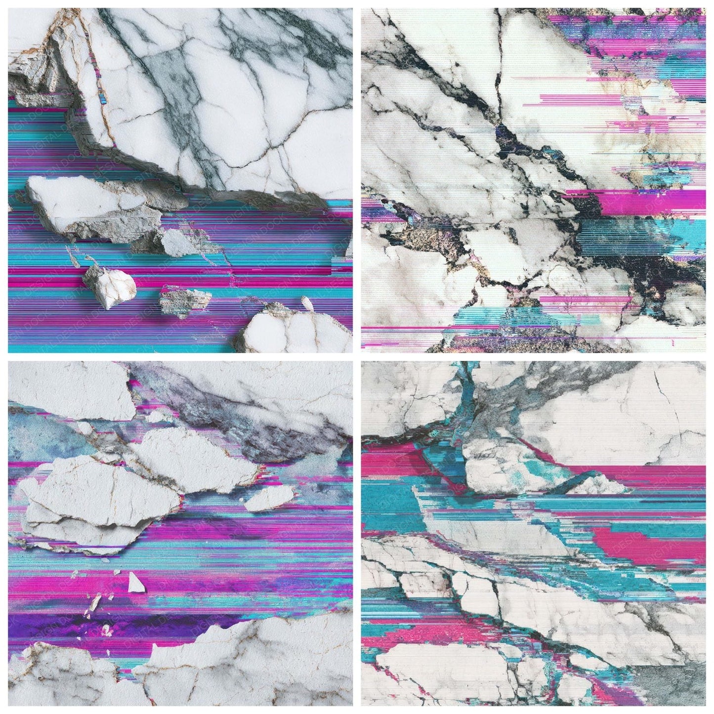 Glitch Marble Texture Digital Paper Pack (DDD008778)