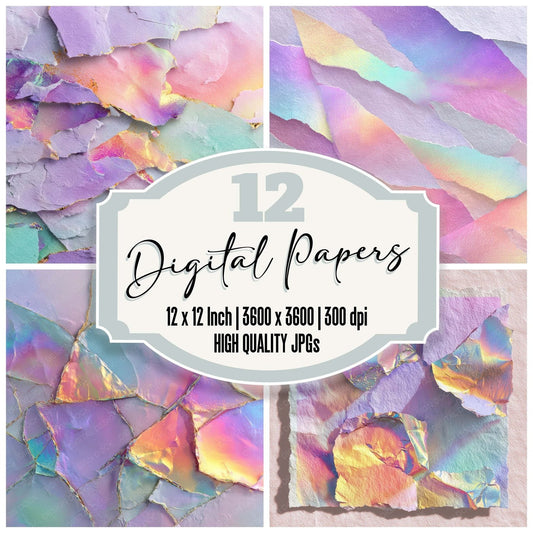 Holographic Watercolor Digital Paper Pack (DDD008780)
