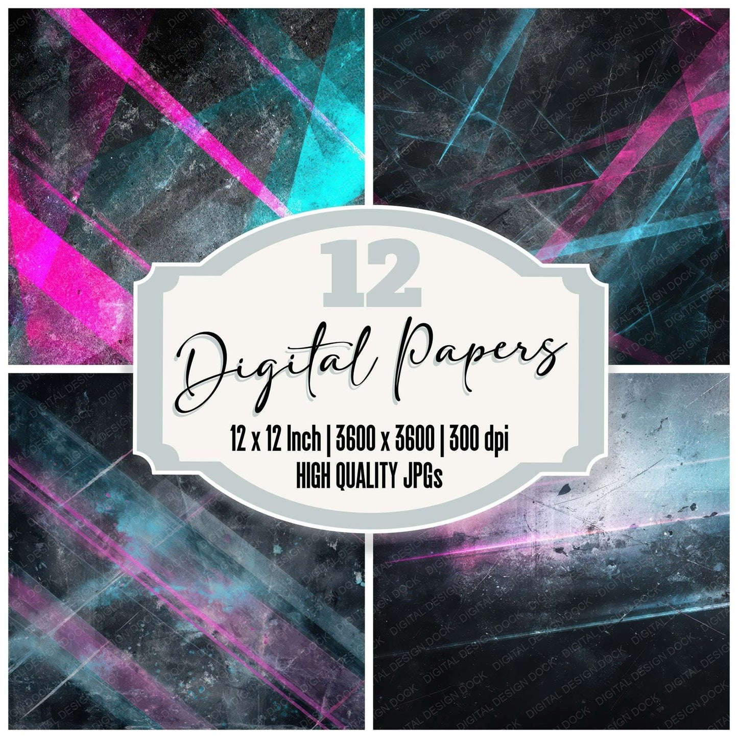 Neon Acetate Grunge Digital Paper Pack (DDD008781)