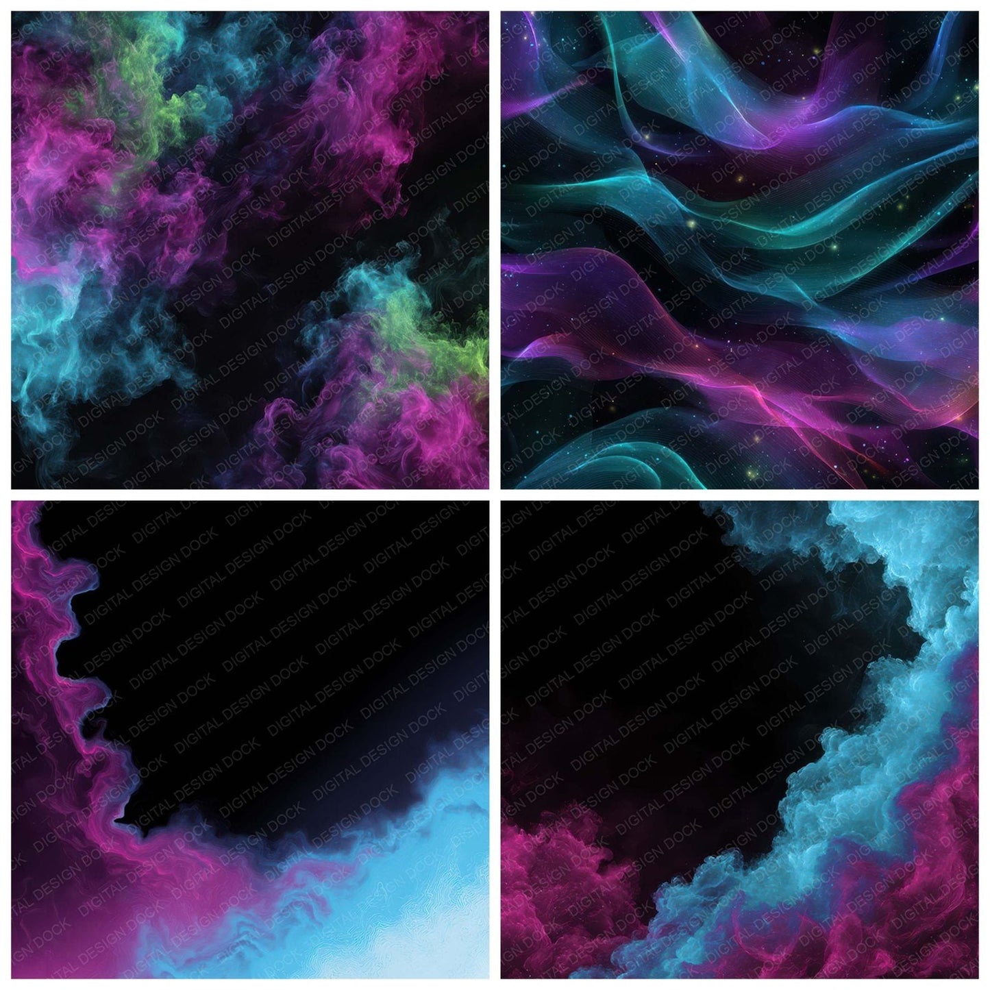 Neon Ink Plumes Digital Paper Pack (DDD008782)