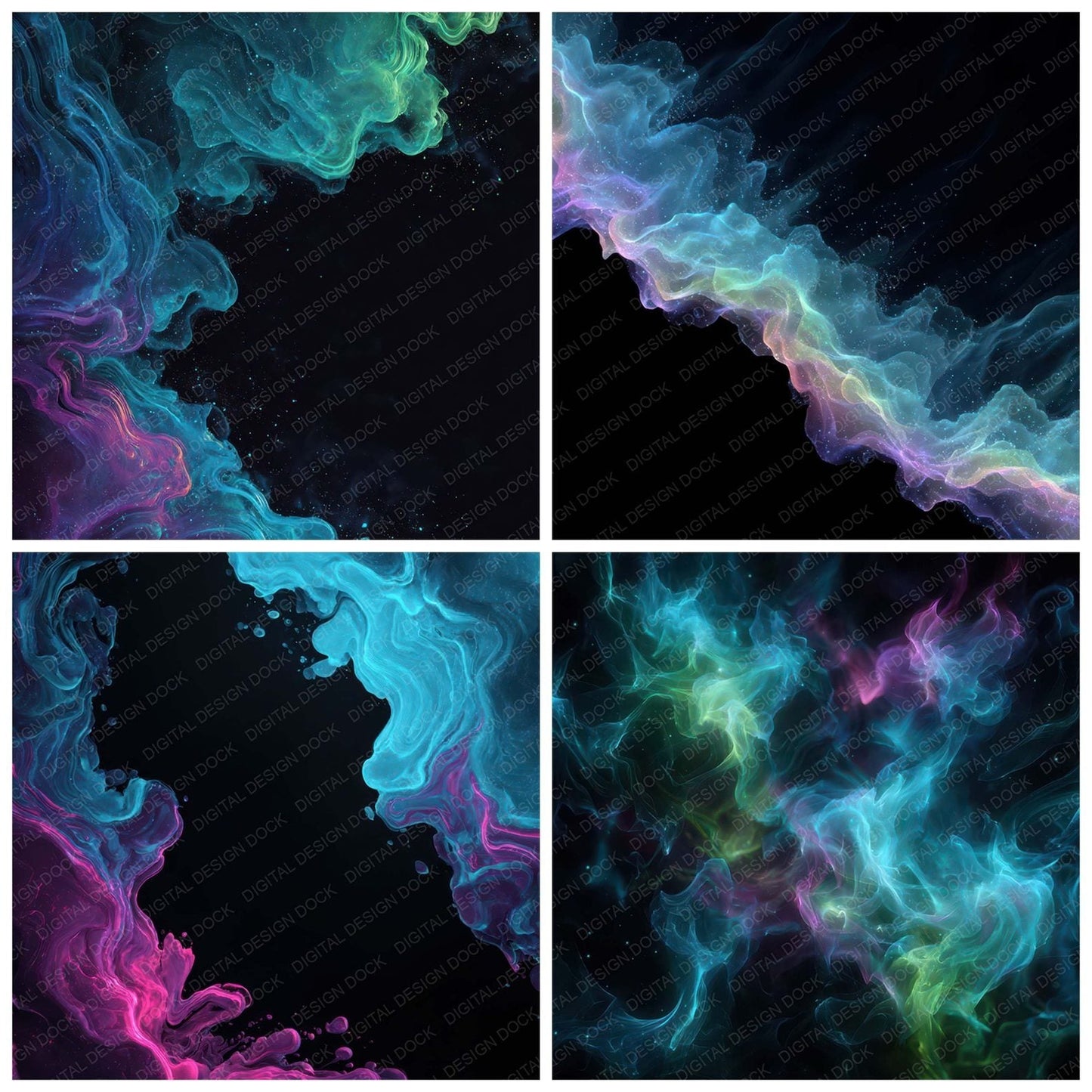 Neon Ink Plumes Digital Paper Pack (DDD008782)
