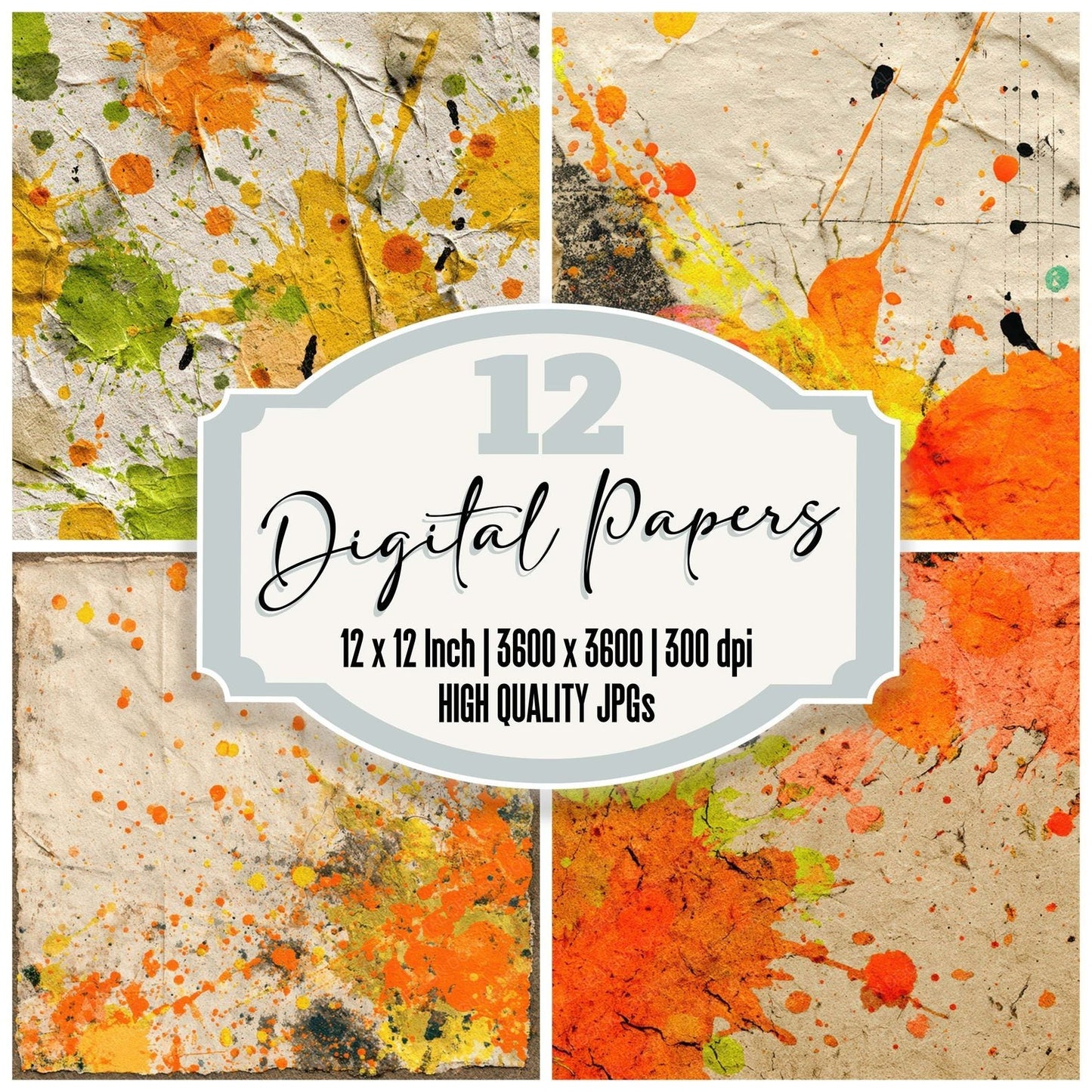 Vintage Neon Collage Digital Paper Pack (DDD008786)