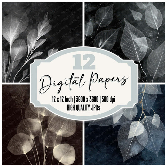 Xray Botanical Grunge Digital Paper Pack (DDD008787)