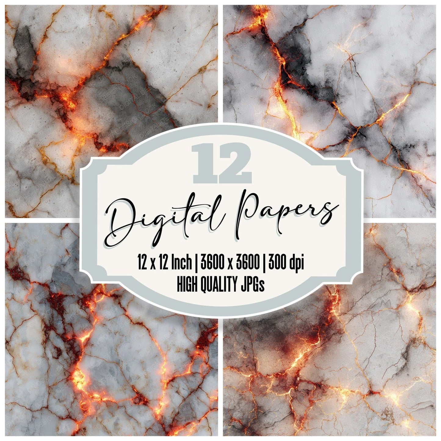 Fire Marble Texture Digital Paper Pack (DDD008792)