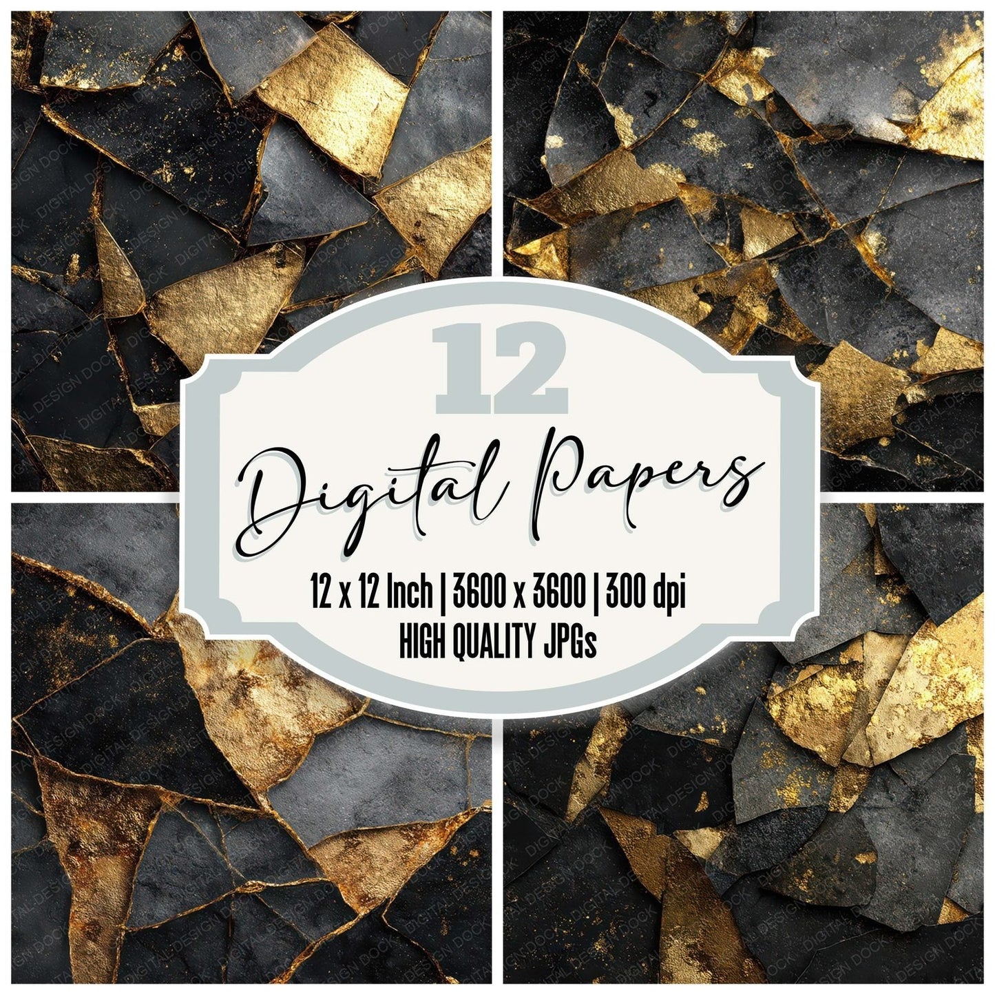 Glass Gold Fragments Digital Paper Pack (DDD008793)