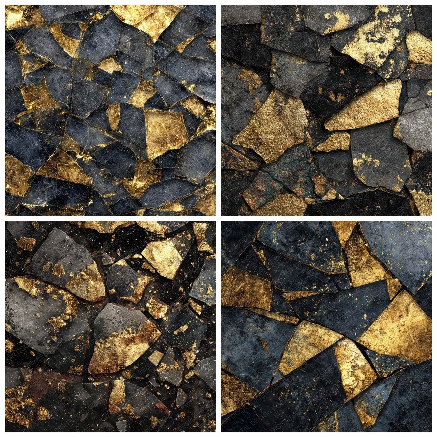 Glass Gold Fragments Digital Paper Pack (DDD008793)