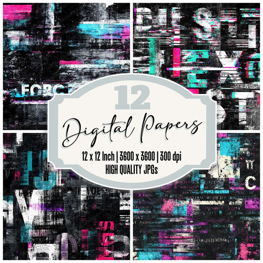 Glitch Text Melt Digital Paper Pack (DDD008794)