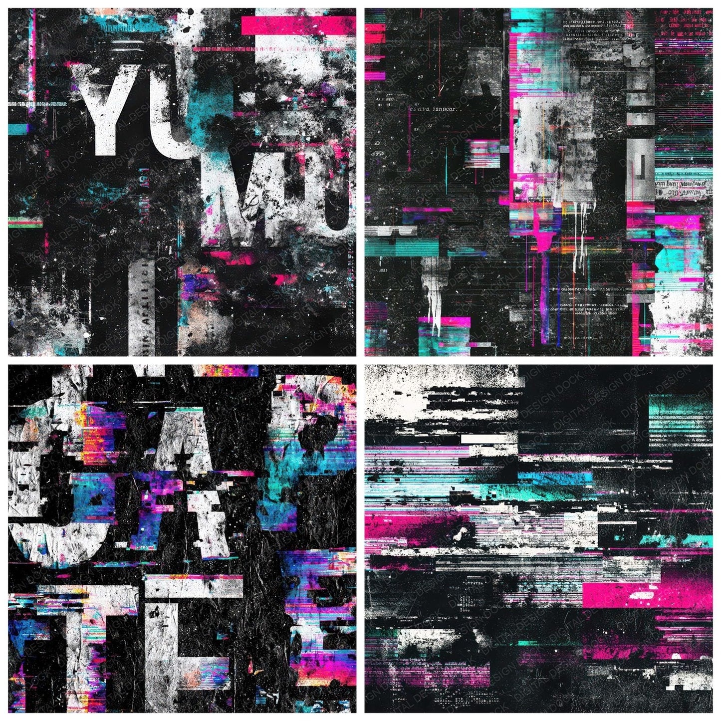 Glitch Text Melt Digital Paper Pack (DDD008794)