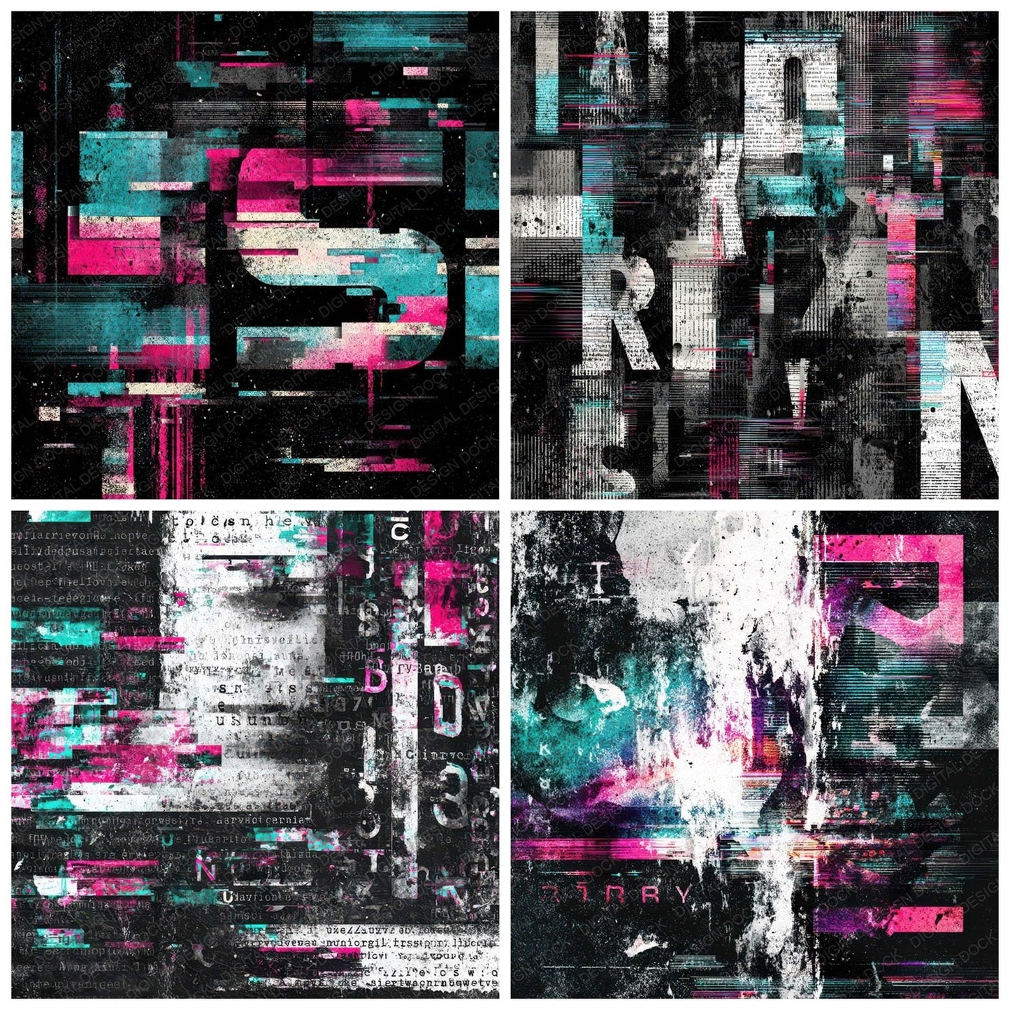 Glitch Text Melt Digital Paper Pack (DDD008794)