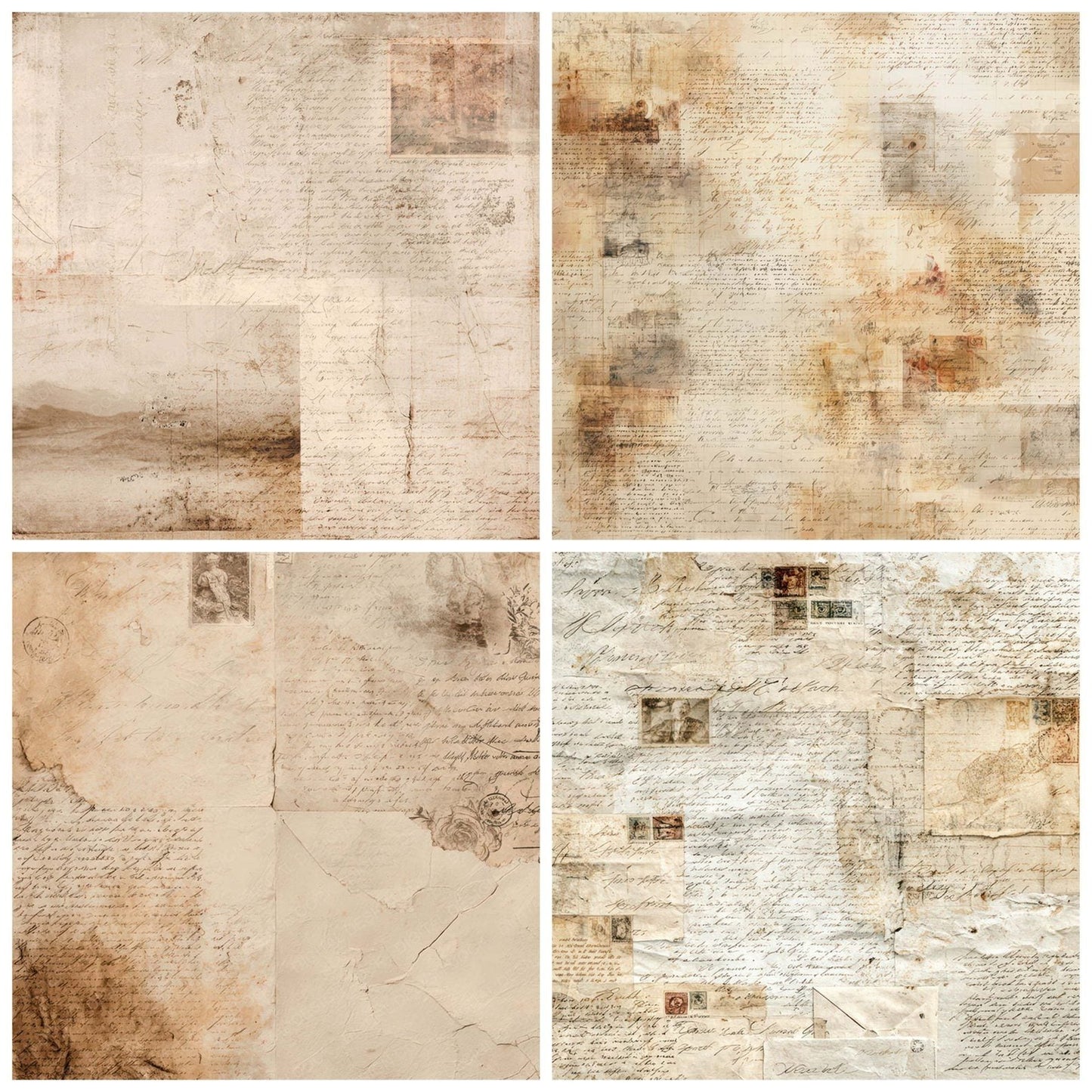 Antique Letter Collage Digital Paper Pack (DDD008808)