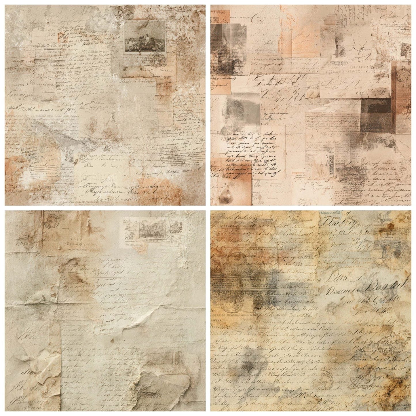 Antique Letter Collage Digital Paper Pack (DDD008808)