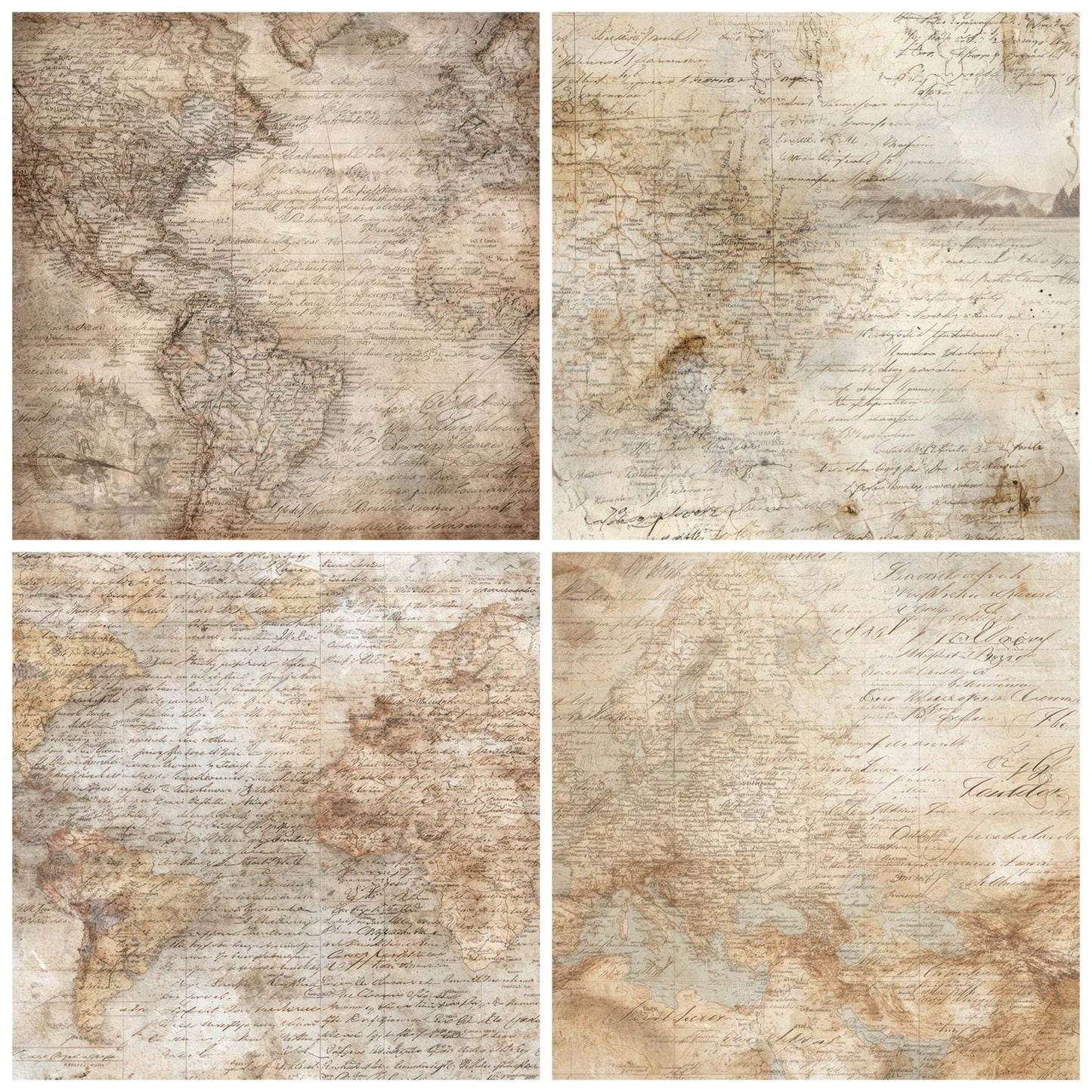 Antique Map Script Digital Paper Pack (DDD008809)