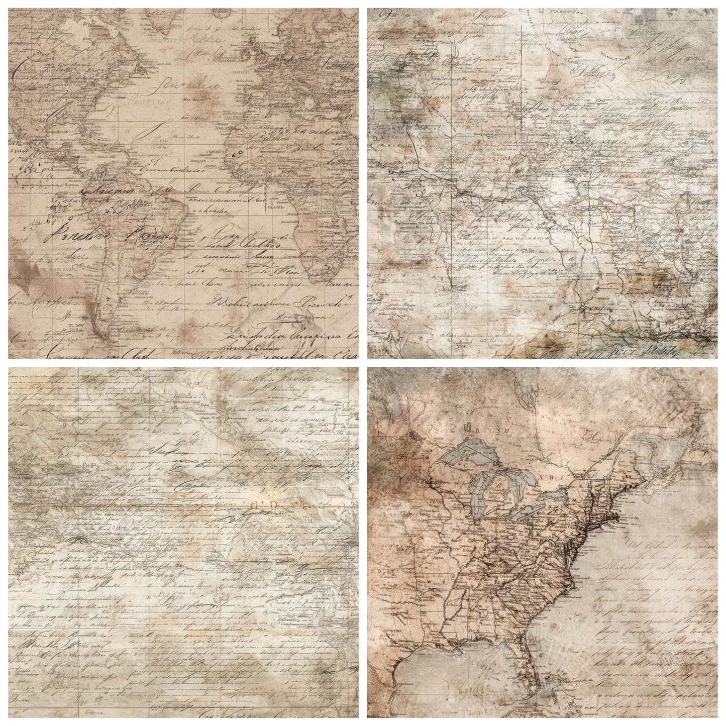 Antique Map Script Digital Paper Pack (DDD008809)