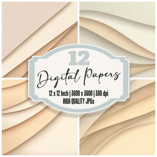 Beige Layered Paper Digital Paper Pack (DDD008810)