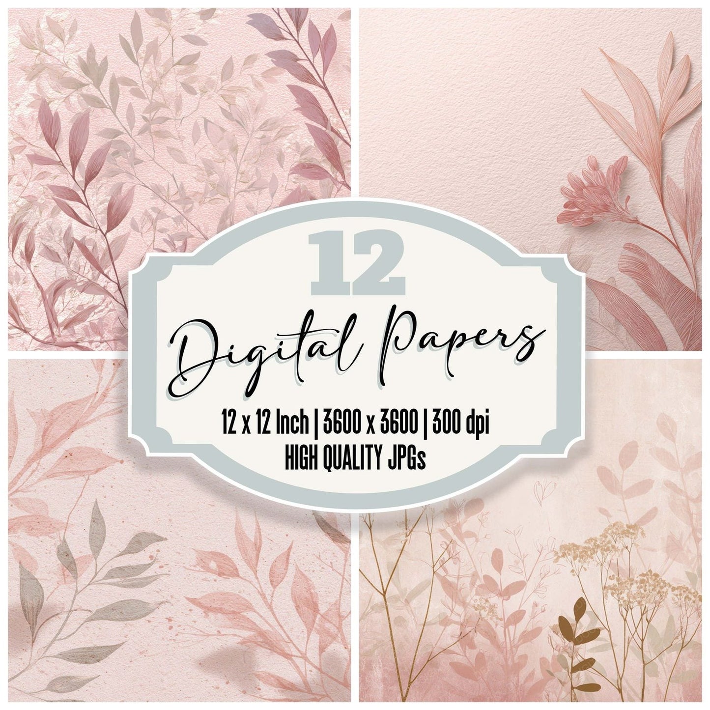 Blush Botanical Shadow Digital Paper Pack (DDD008811)