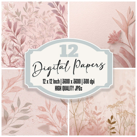 Blush Botanical Shadow Digital Paper Pack (DDD008811)