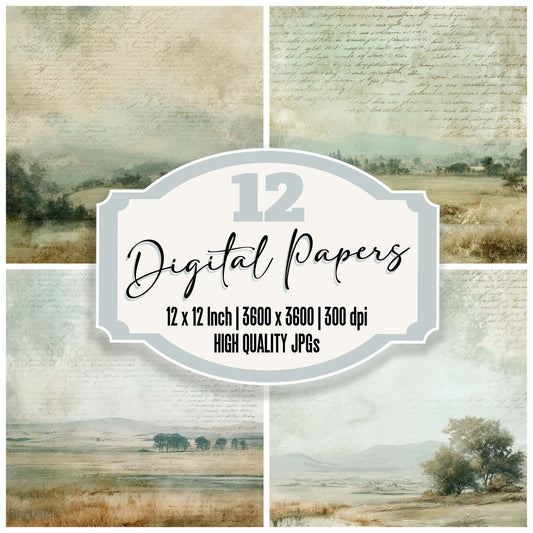 Countryside Script Paper Digital Paper Pack (DDD008817)