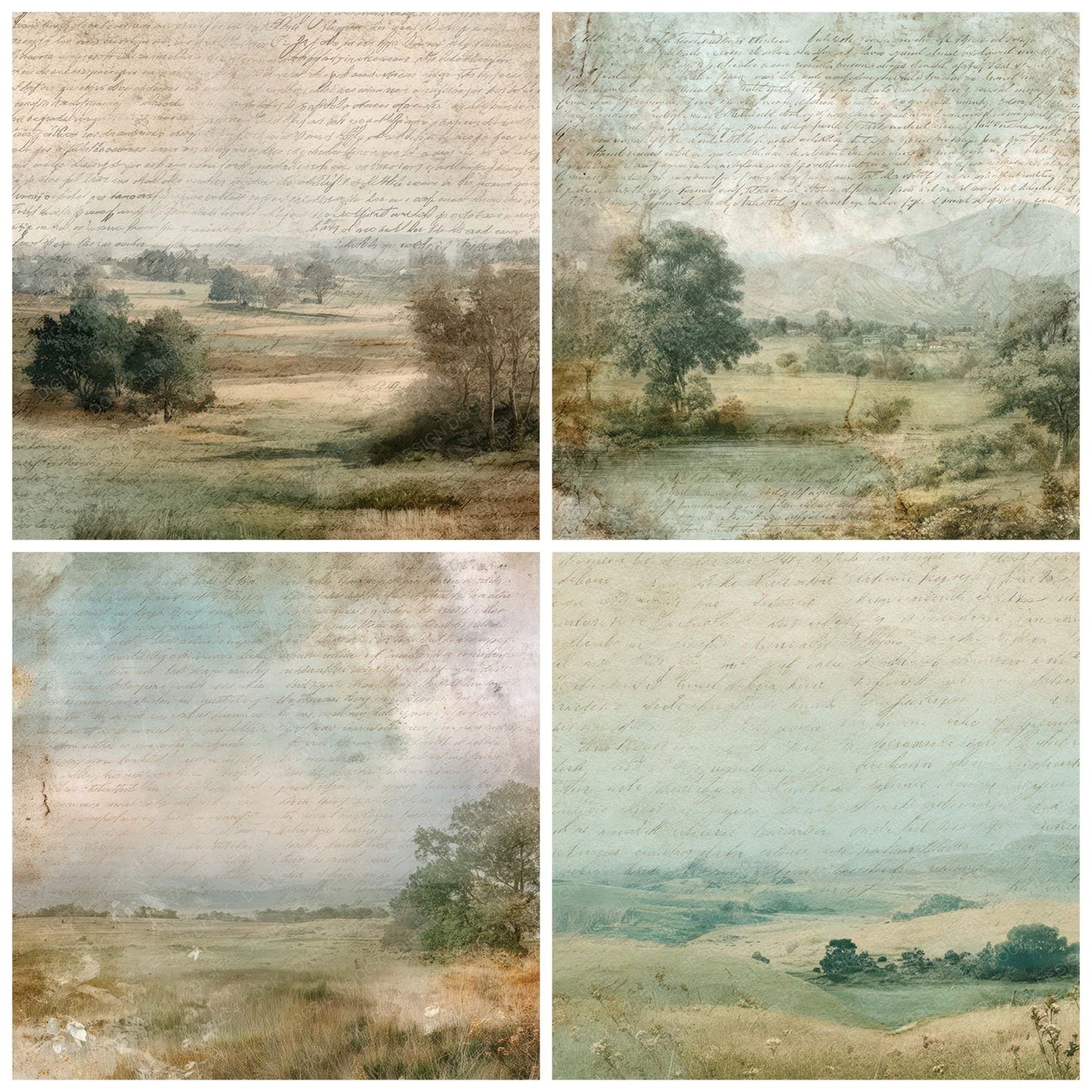 Countryside Script Paper Digital Paper Pack (DDD008817)