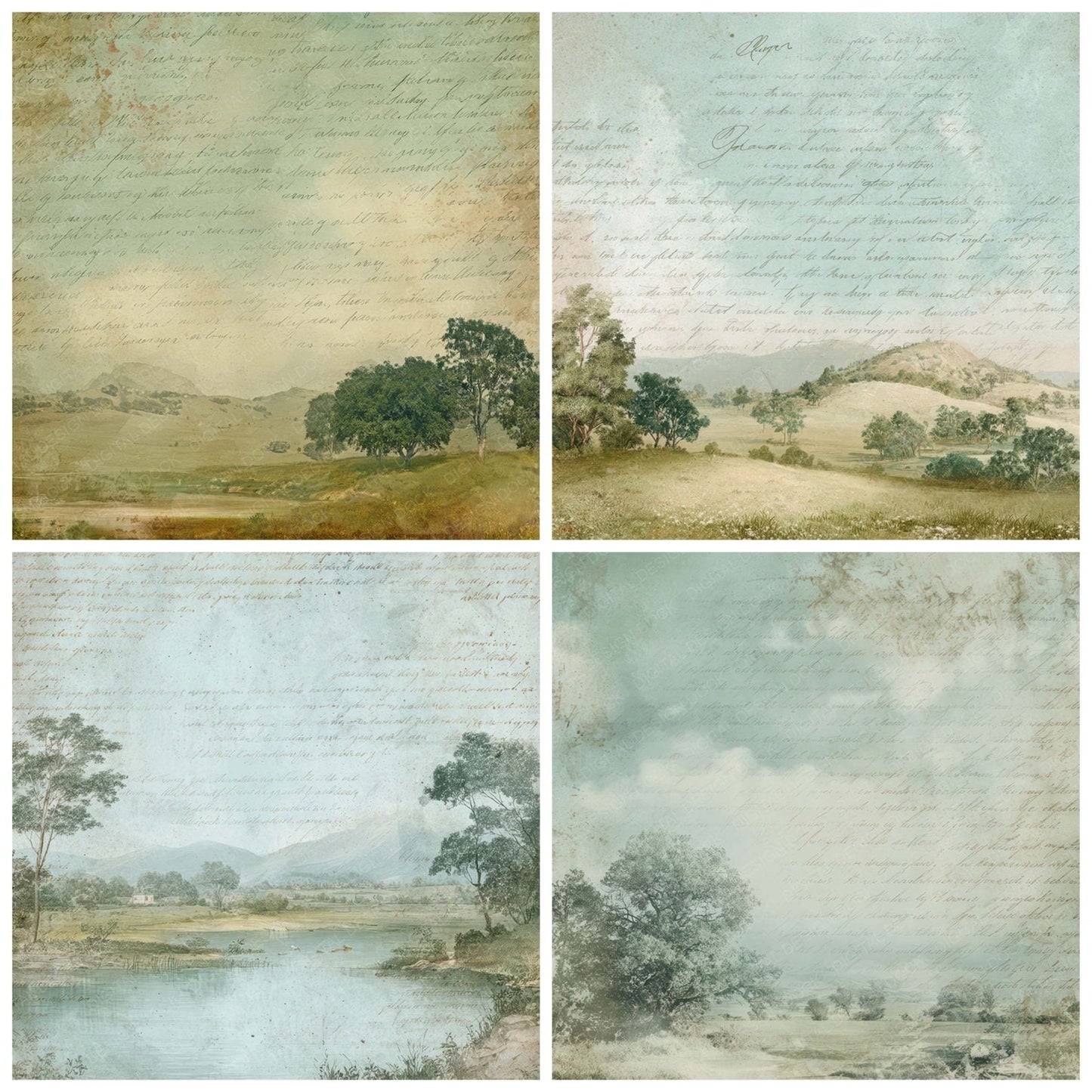 Countryside Script Paper Digital Paper Pack (DDD008817)