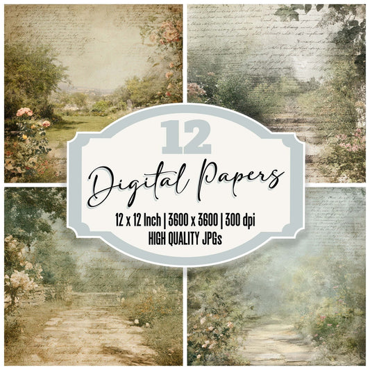 Garden Path Script Digital Paper Pack (DDD008819)