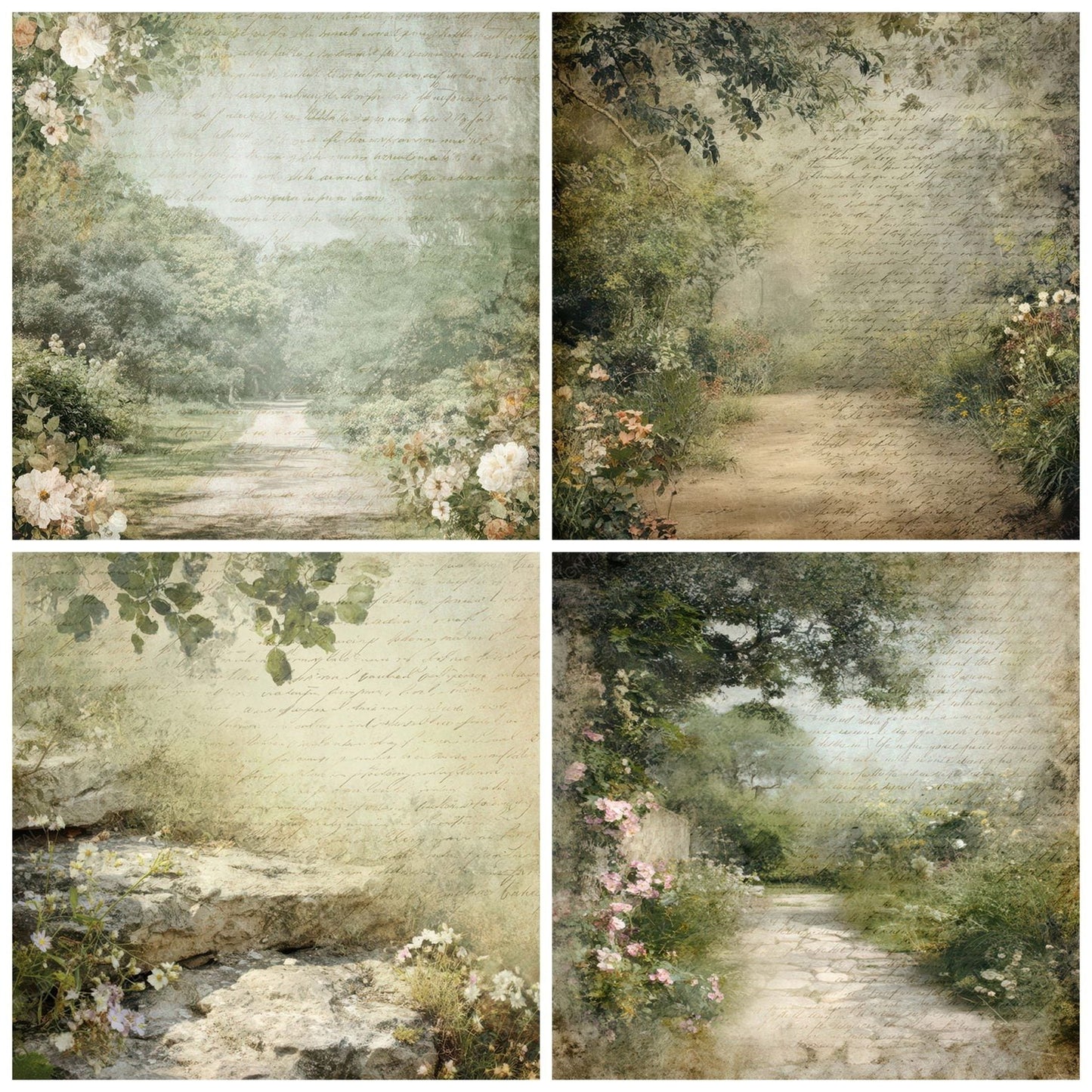 Garden Path Script Digital Paper Pack (DDD008819)