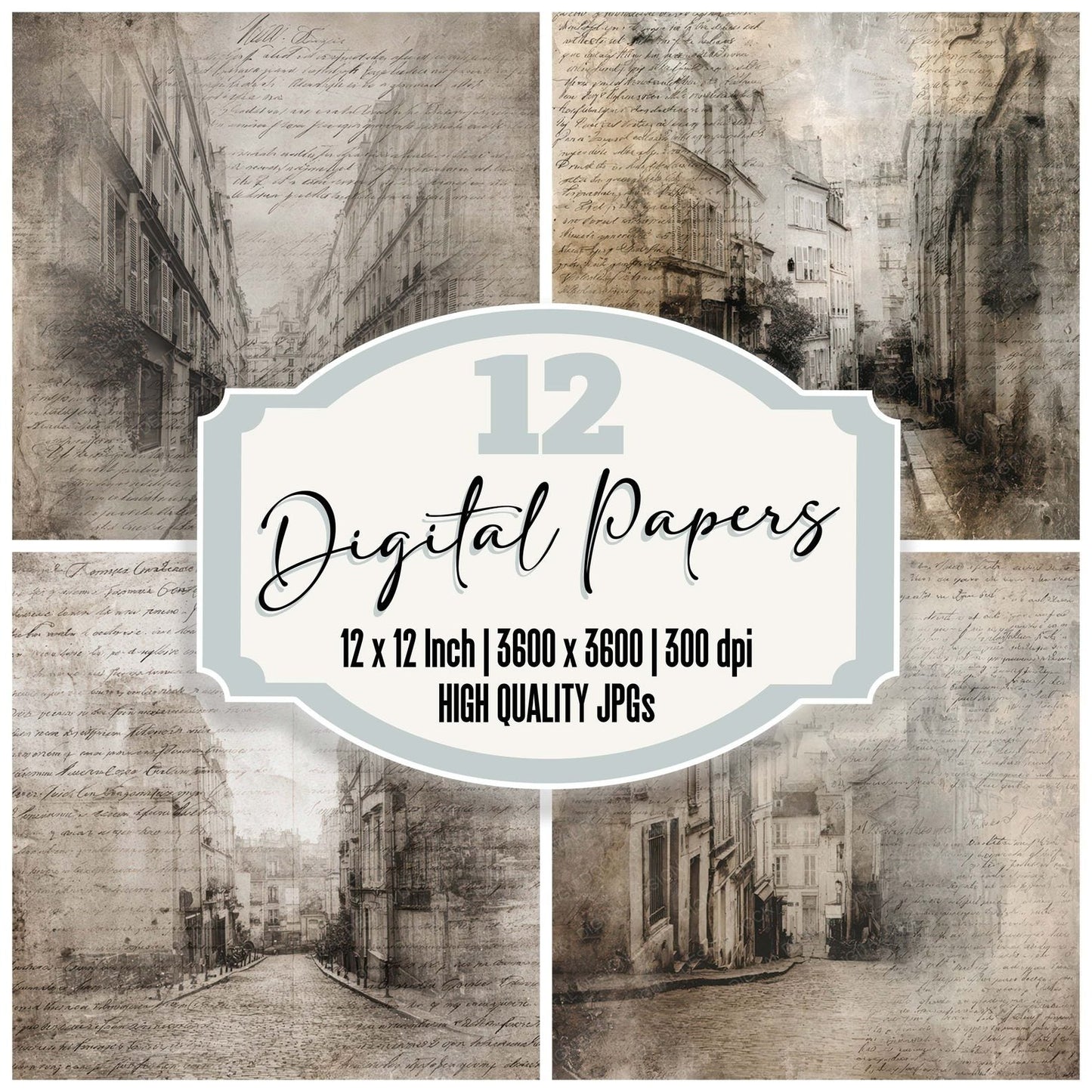Paris Street Script Digital Paper Pack (DDD008820)