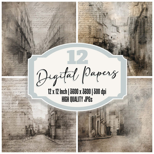 Paris Street Script Digital Paper Pack (DDD008820)