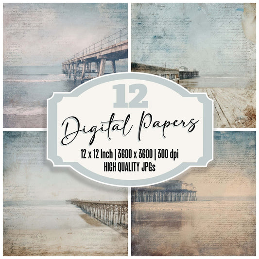 Pier Script Texture Digital Paper Pack (DDD008821)