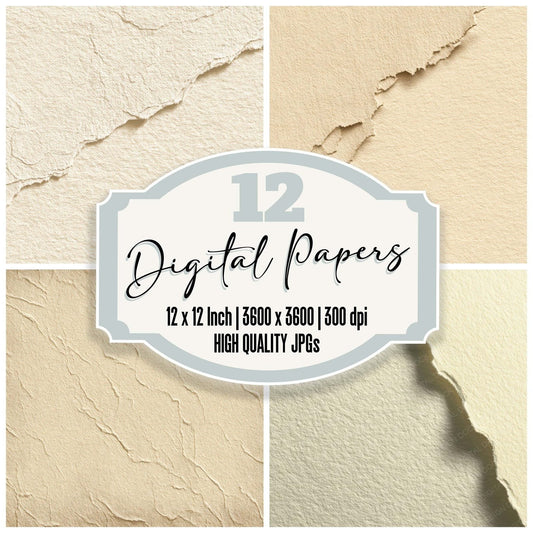 Soft Torn Cream Paper Digital Paper Pack (DDD008823)