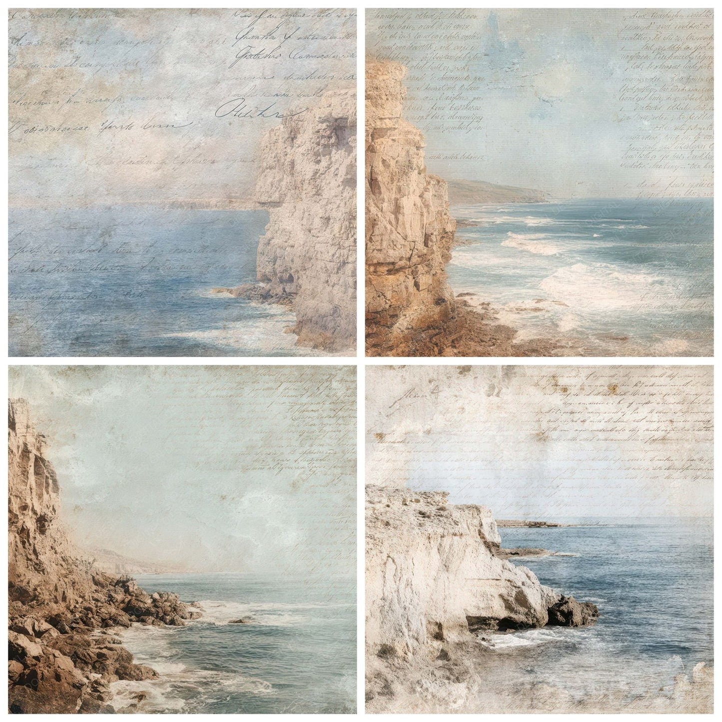 Old Coastal Cliff Script Digital Paper Pack (DDD008834)