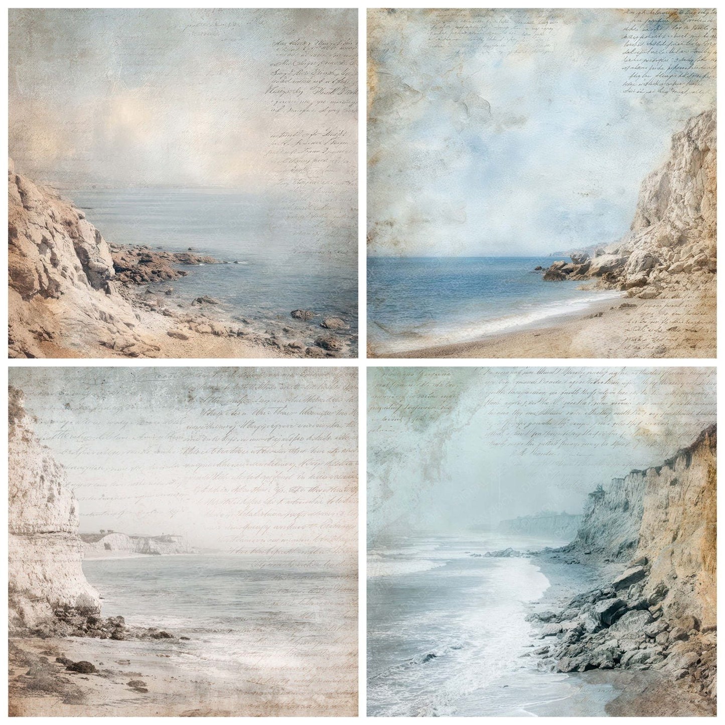 Old Coastal Cliff Script Digital Paper Pack (DDD008834)