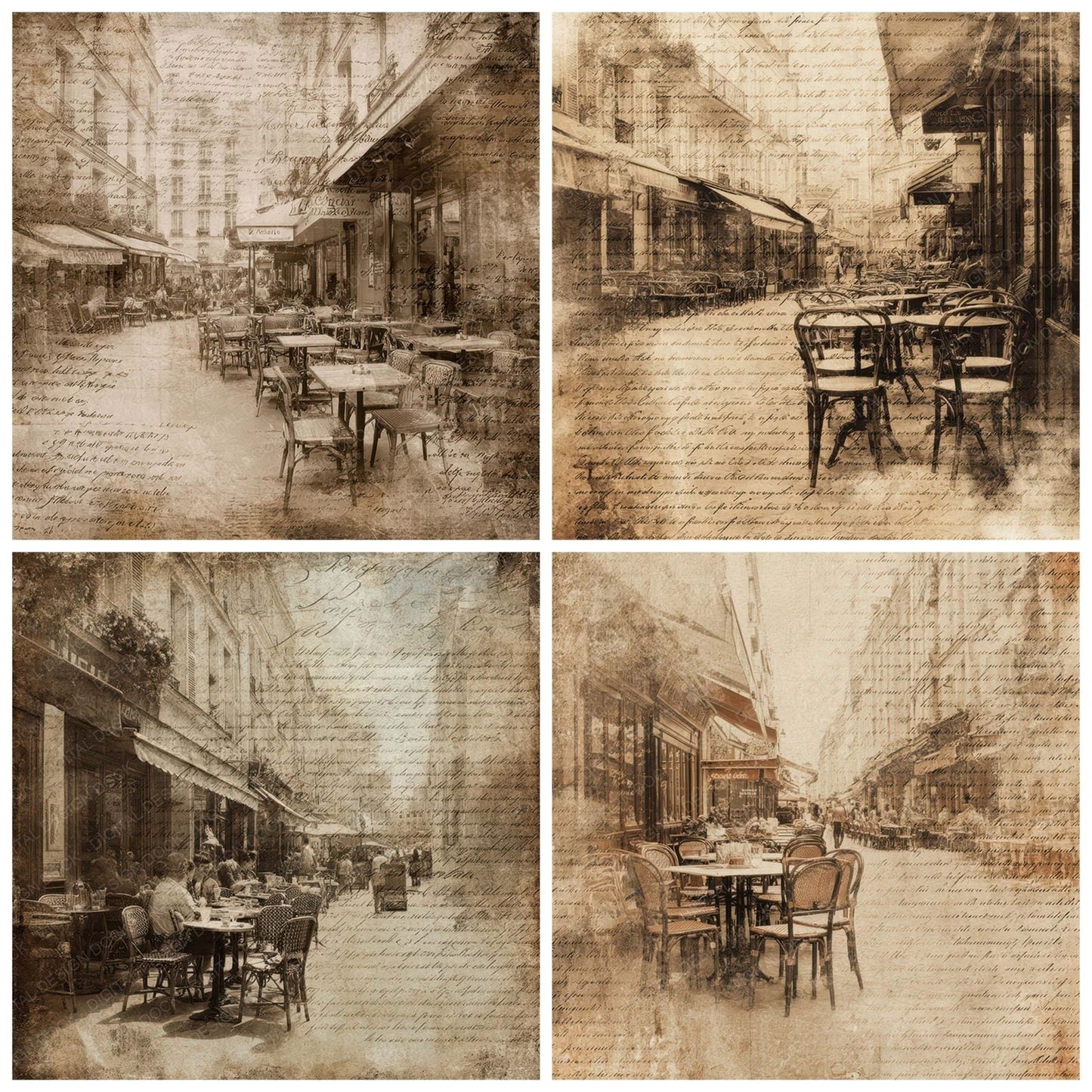 Old Paris Cafe Street Scene Digital Paper Pack (DDD008837)