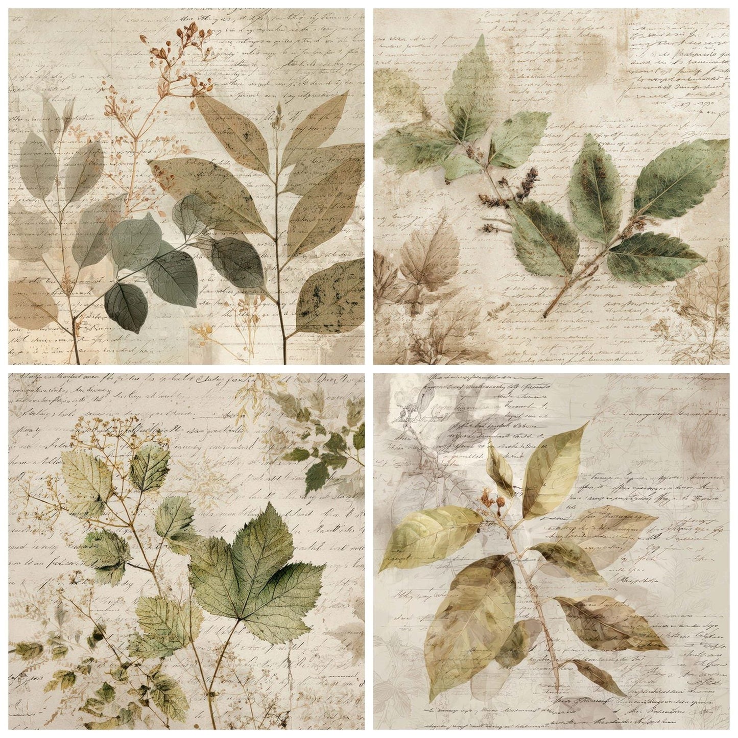 Vintage Botanical Herbarium Paper Digital Paper Pack (DDD008838)