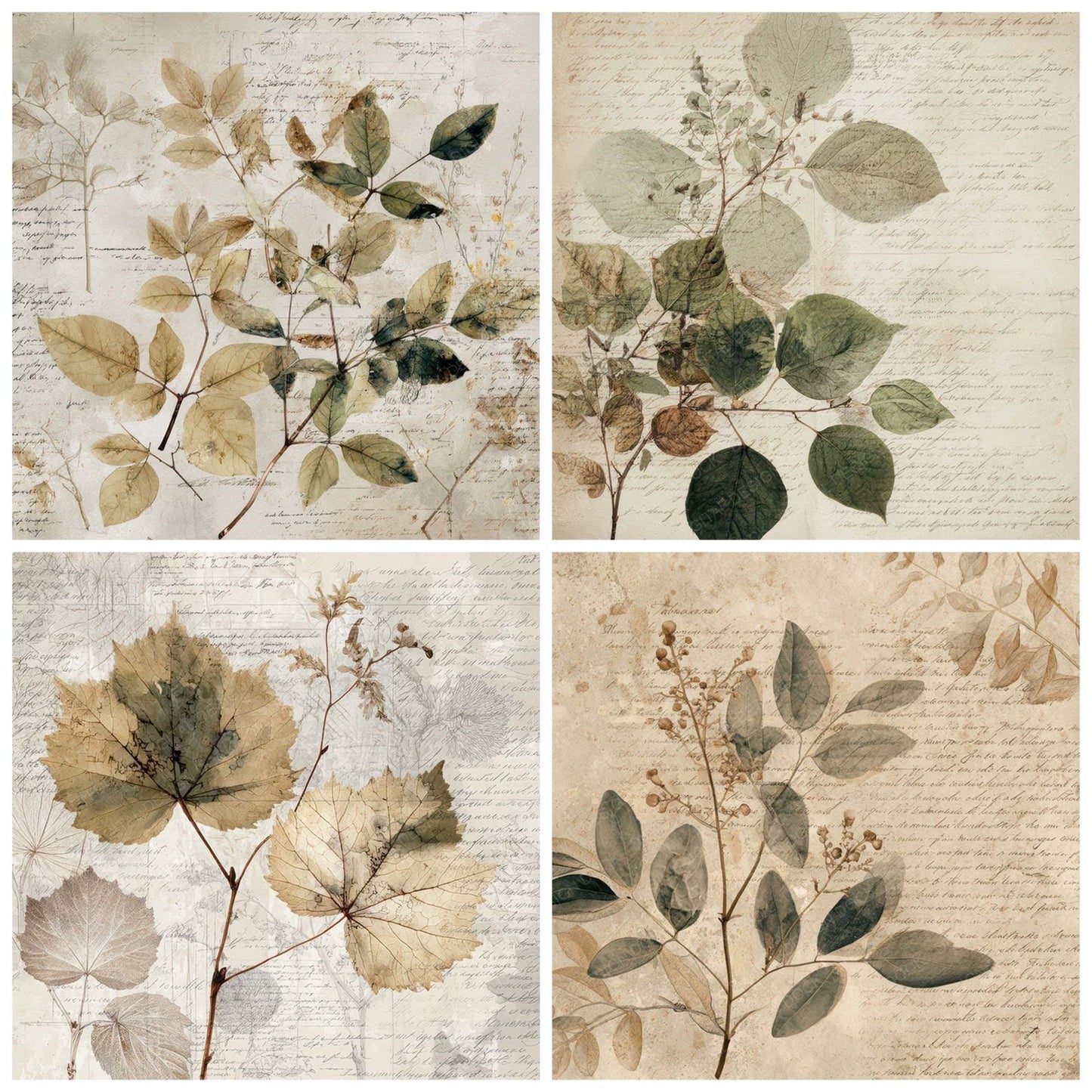 Vintage Botanical Herbarium Paper Digital Paper Pack (DDD008838)