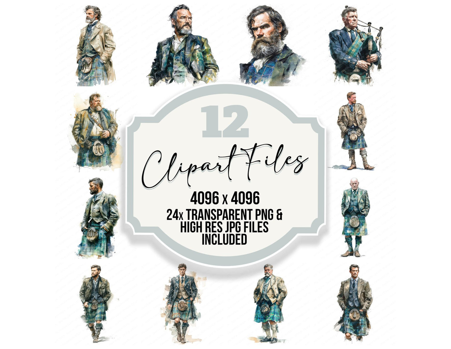 Realistic Scottish Man Illustration Clipart Set (DDD008863)