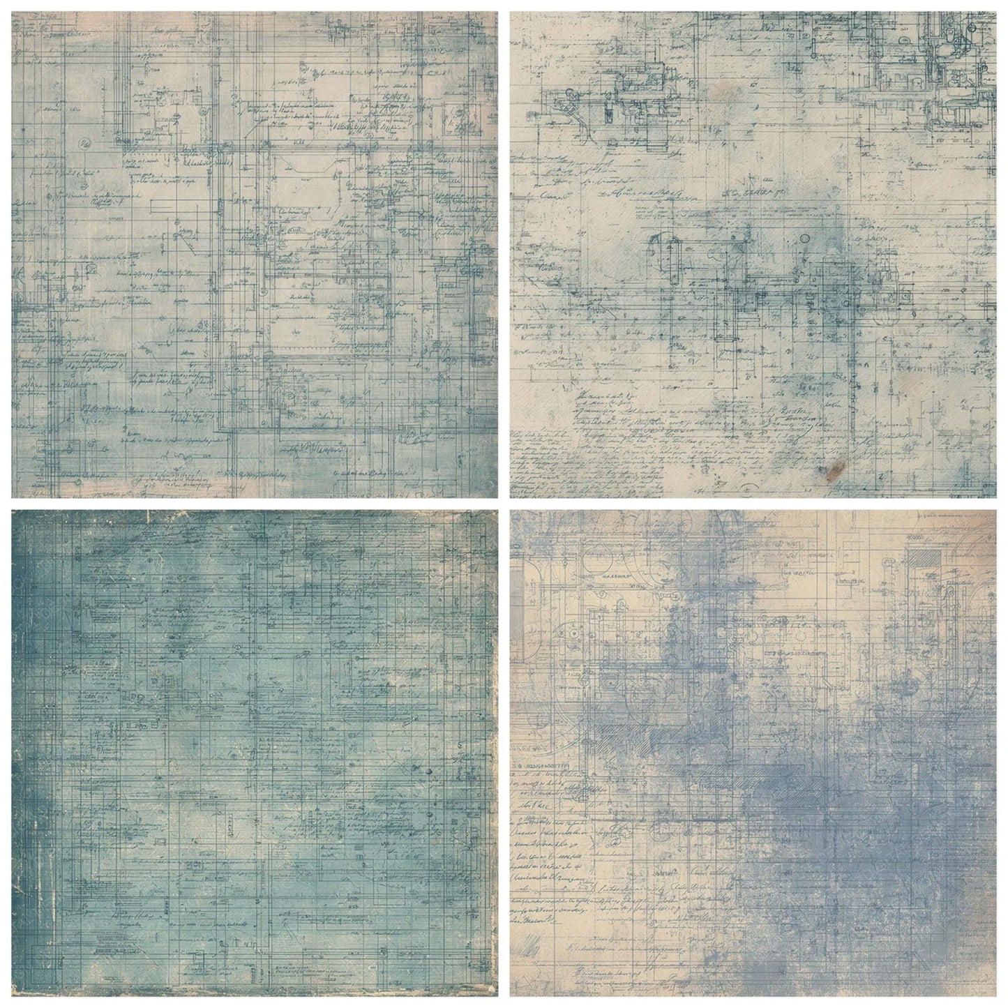Antique Blueprint Drawing Background Digital Paper Pack (DDD008868)