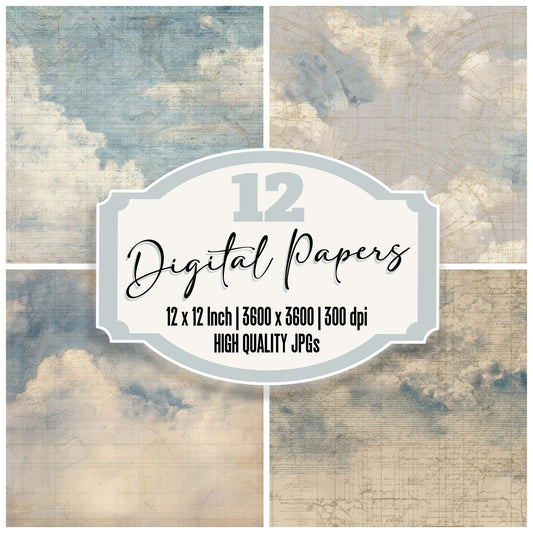 Antique Weather Chart Background Digital Paper Pack (DDD008872)