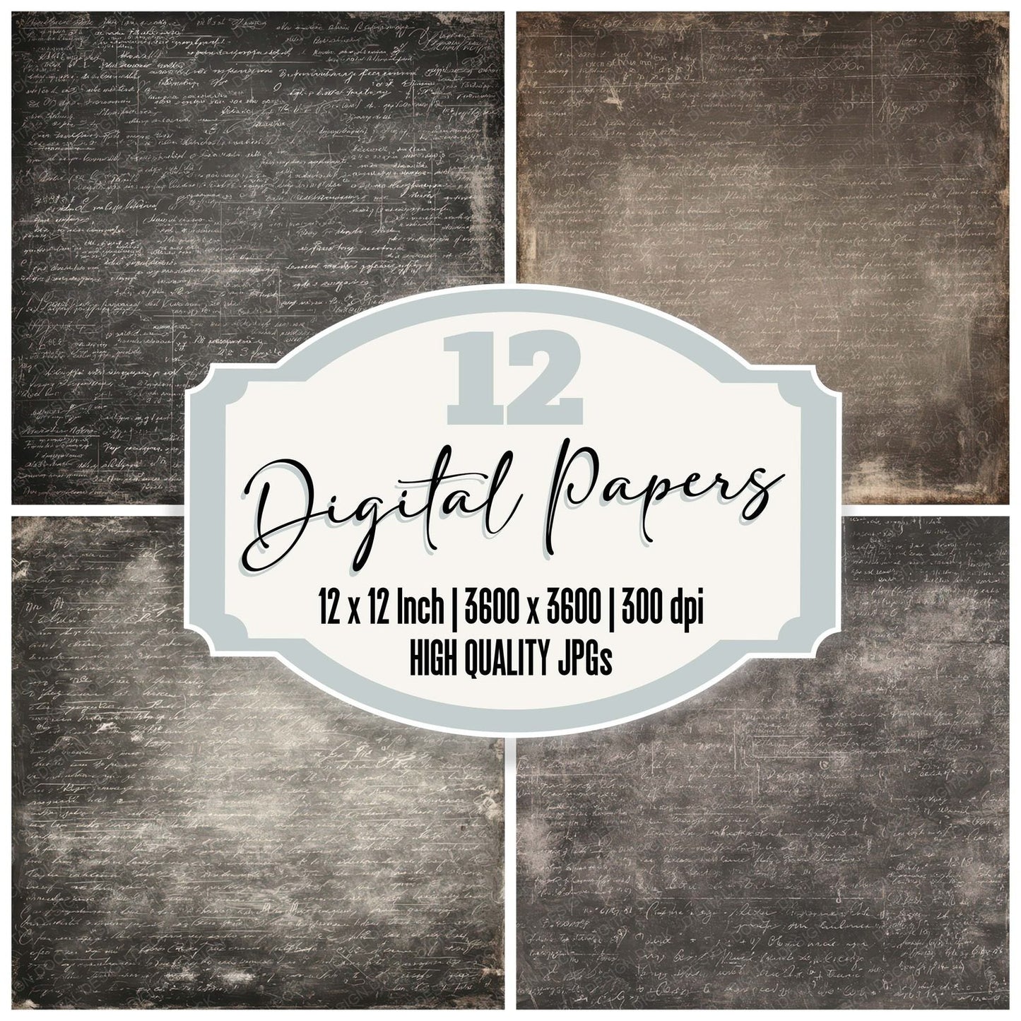 Old Classroom Blackboard Paper Background Digital Paper Pack (DDD008874)