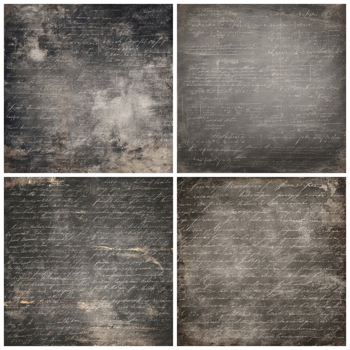 Old Classroom Blackboard Paper Background Digital Paper Pack (DDD008874)