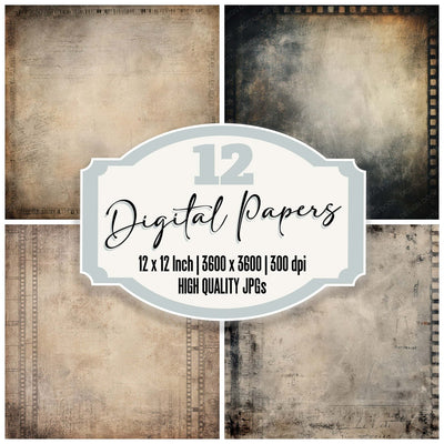 Vintage Film Reel Frame Background Digital Paper Pack (DDD008877)