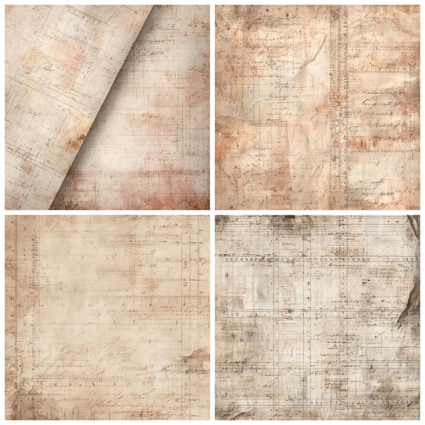 Vintage Sewing Pattern Background Digital Paper Pack (DDD008883)