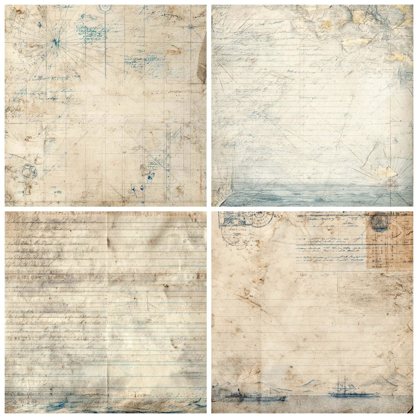 Vintage Ship Logbook Background Digital Paper Pack (DDD008884)