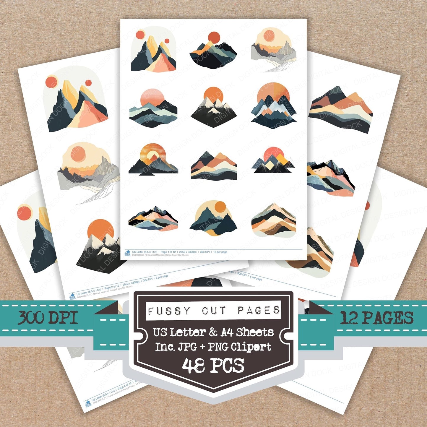 Abstract Mountain Range Fussy Cut Sheets (DDD008933)