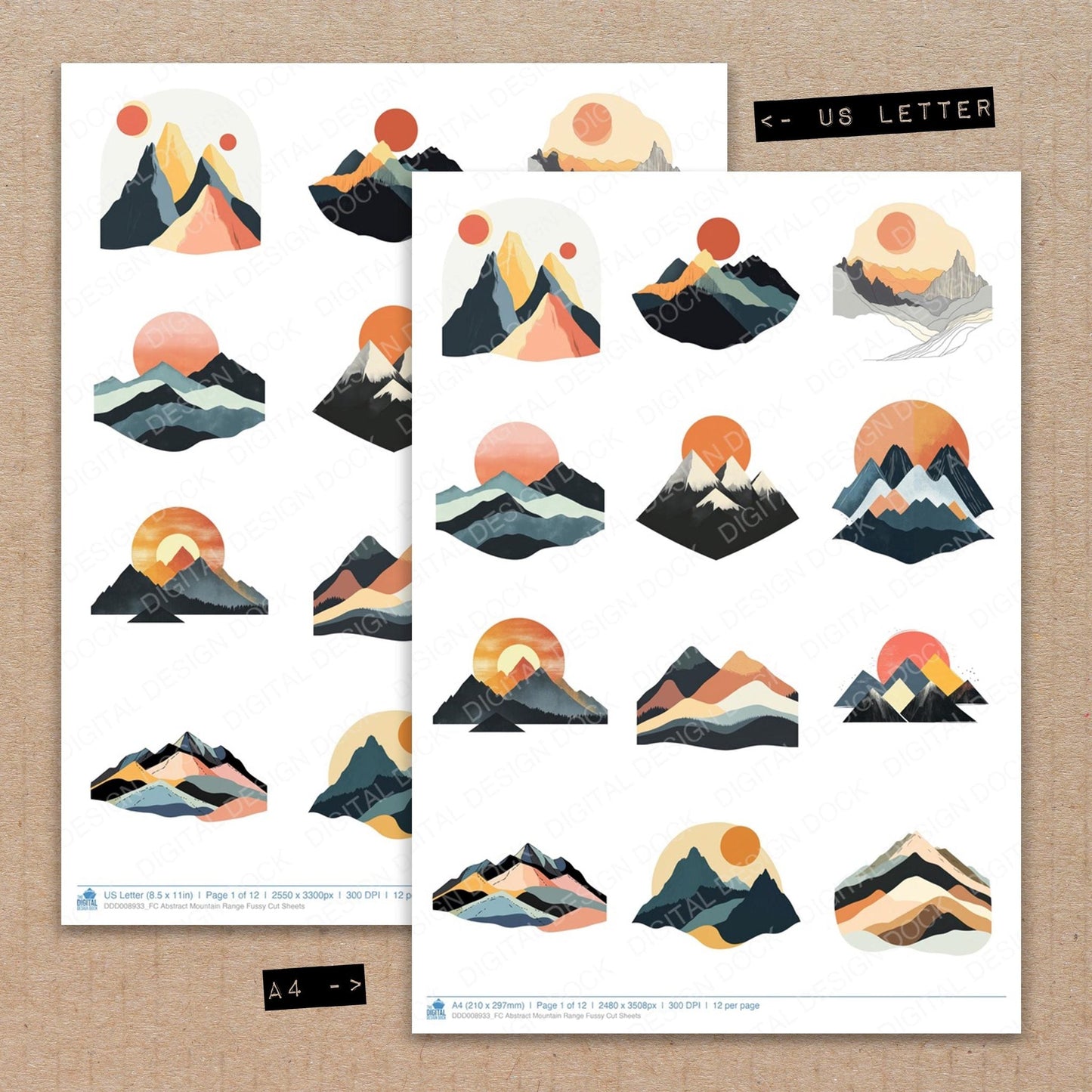 Abstract Mountain Range Fussy Cut Sheets (DDD008933)