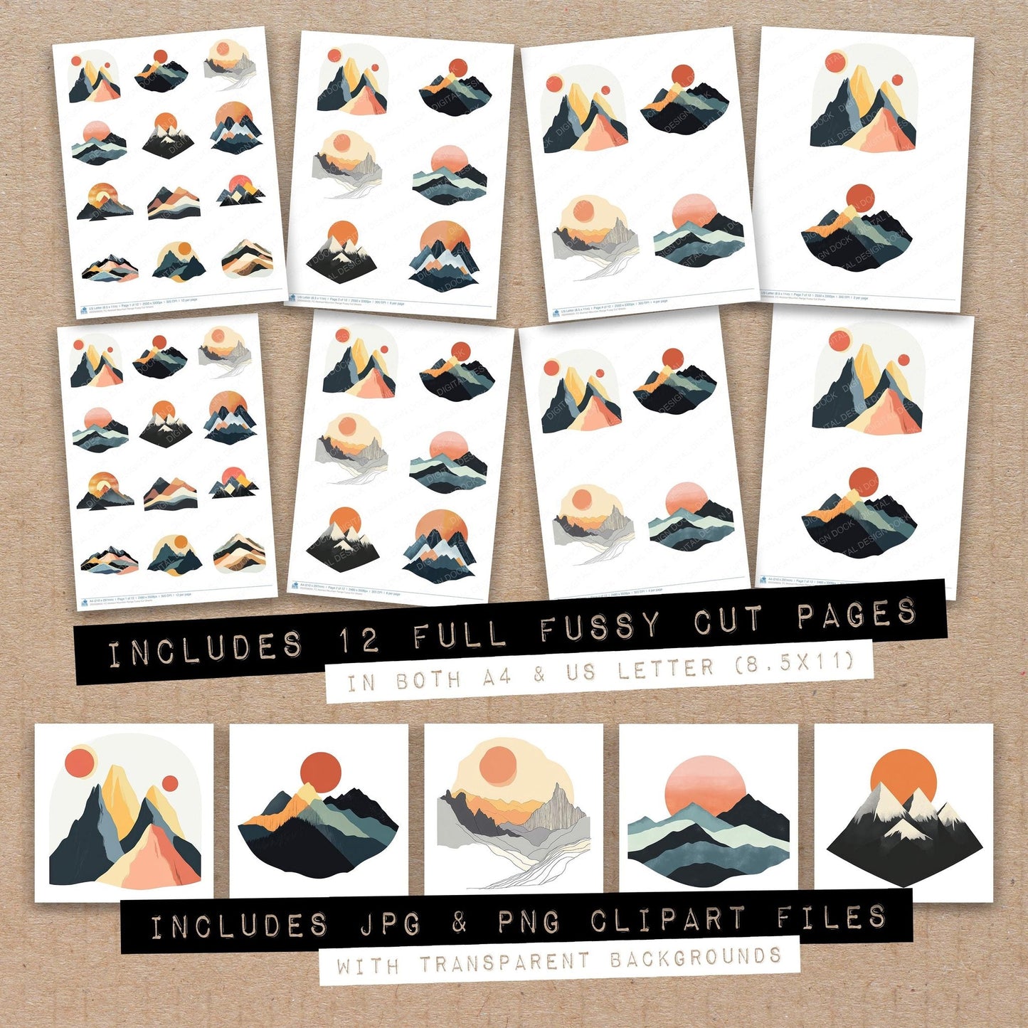 Abstract Mountain Range Fussy Cut Sheets (DDD008933)